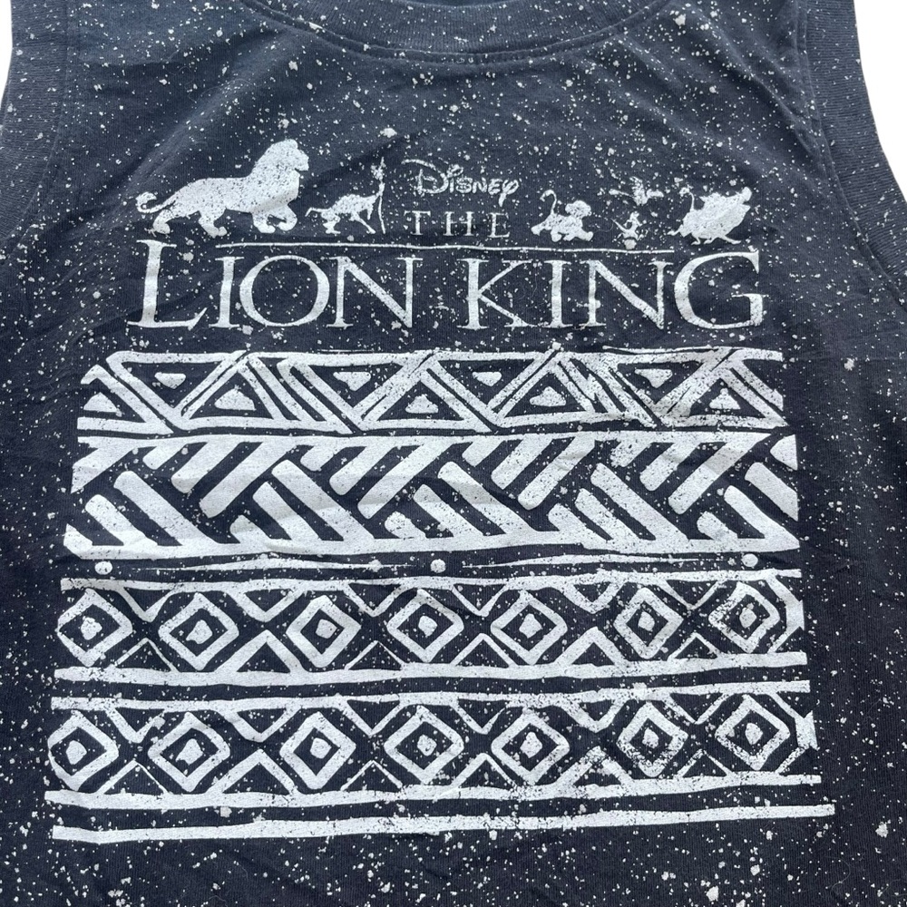 Disney Womens Sz XS Gray Paint Splatter Tribal The Lion King Movie Crop Tank Top - Picture 9 of 15